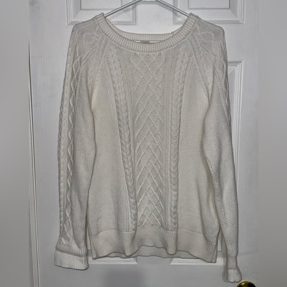 GAP Cream Cable Knit Scoop Neck Sweater